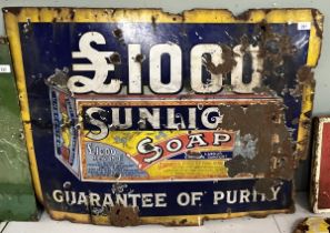 Original enamel sign Sunlight Soap - Approx 91cm x 70cm