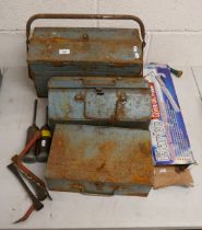Collection of tool boxes together with a self priming oil pump & grease guns