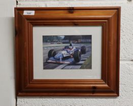 Framed F1 print by by Michael Turner '97 - Approx 37cm x 32cm