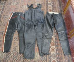 3 pairs of leather motorcycle trousers