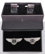 2 pairs of mint and boxed cufflinks by Manhattan Windsor Ltd - Rolls Royce and Bentley