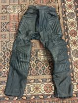 Pair of Frank Thomas leather motorcycle trousers - size large