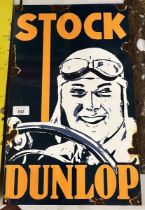 Enamel sign - Stock Dunlop - depicts Bernd Rosemeyer 1909-1938 ex racing driver - Approx 30cm x 50cm