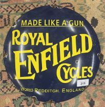 Enamel sign - Royal Enfield Cycles - Approx D: 30cm