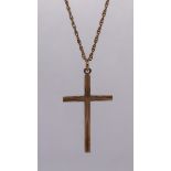 9ct gold cross on 9ct gold chain - Approx weight 3.3g