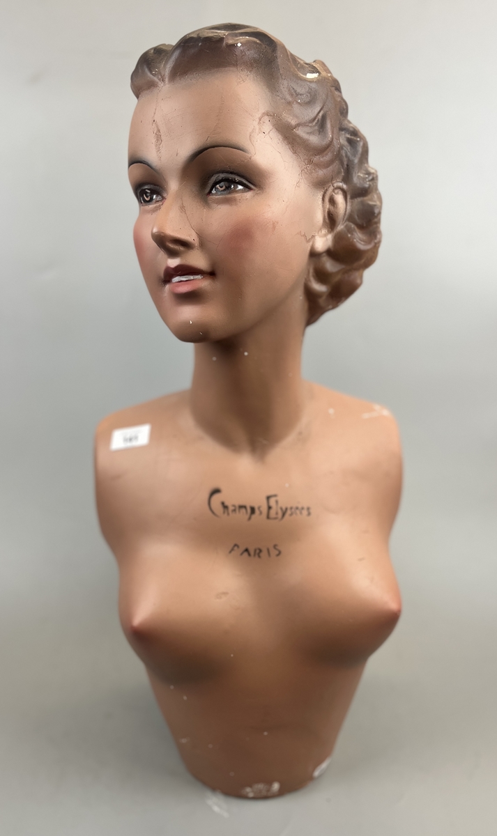 1930s French mannequin head and torso marked Champs Elysees, Paris - Approx height: 64cm - Image 8 of 12
