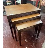 Mid century teak nest of 3 tables - Size of largest - approx W: 53cm D: 38cm H: 51cm