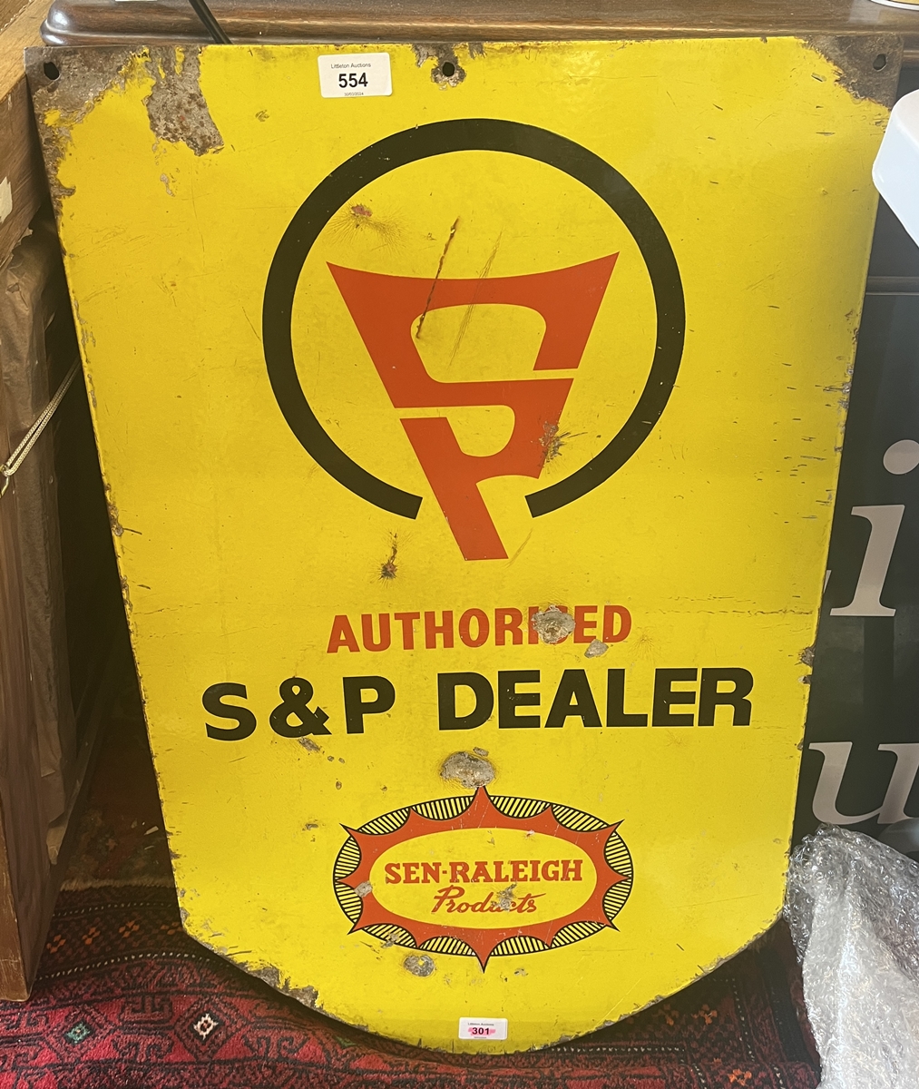 S & P Dealer original double sided enamel sign - Approx 41cm x 78cm