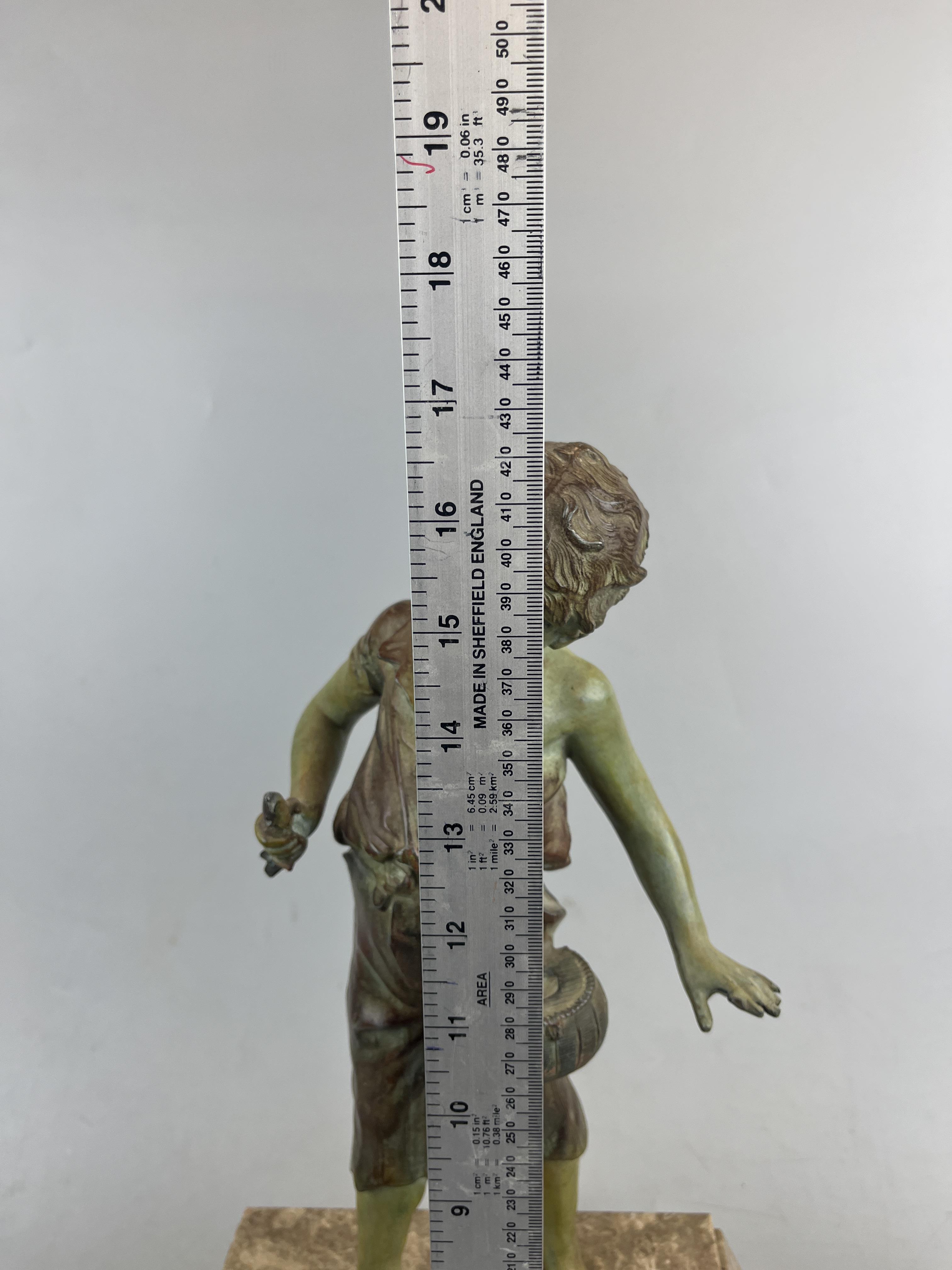 Art Deco 'Happy Fisher' figure on marble base - Approx height: 42cm - Image 2 of 4