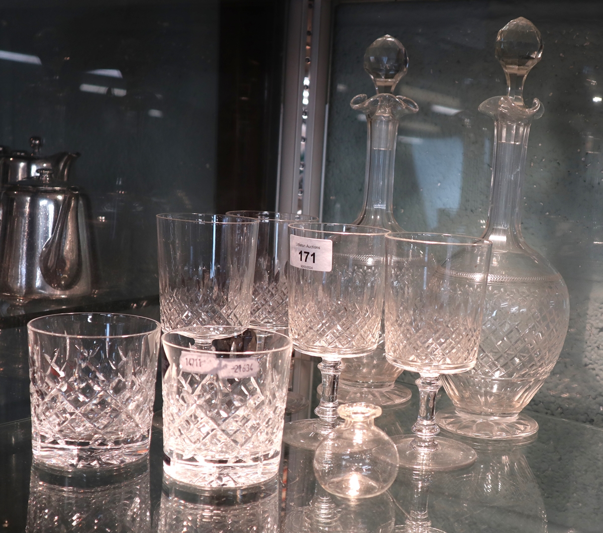 Collection of glass to include 2 antique decanters