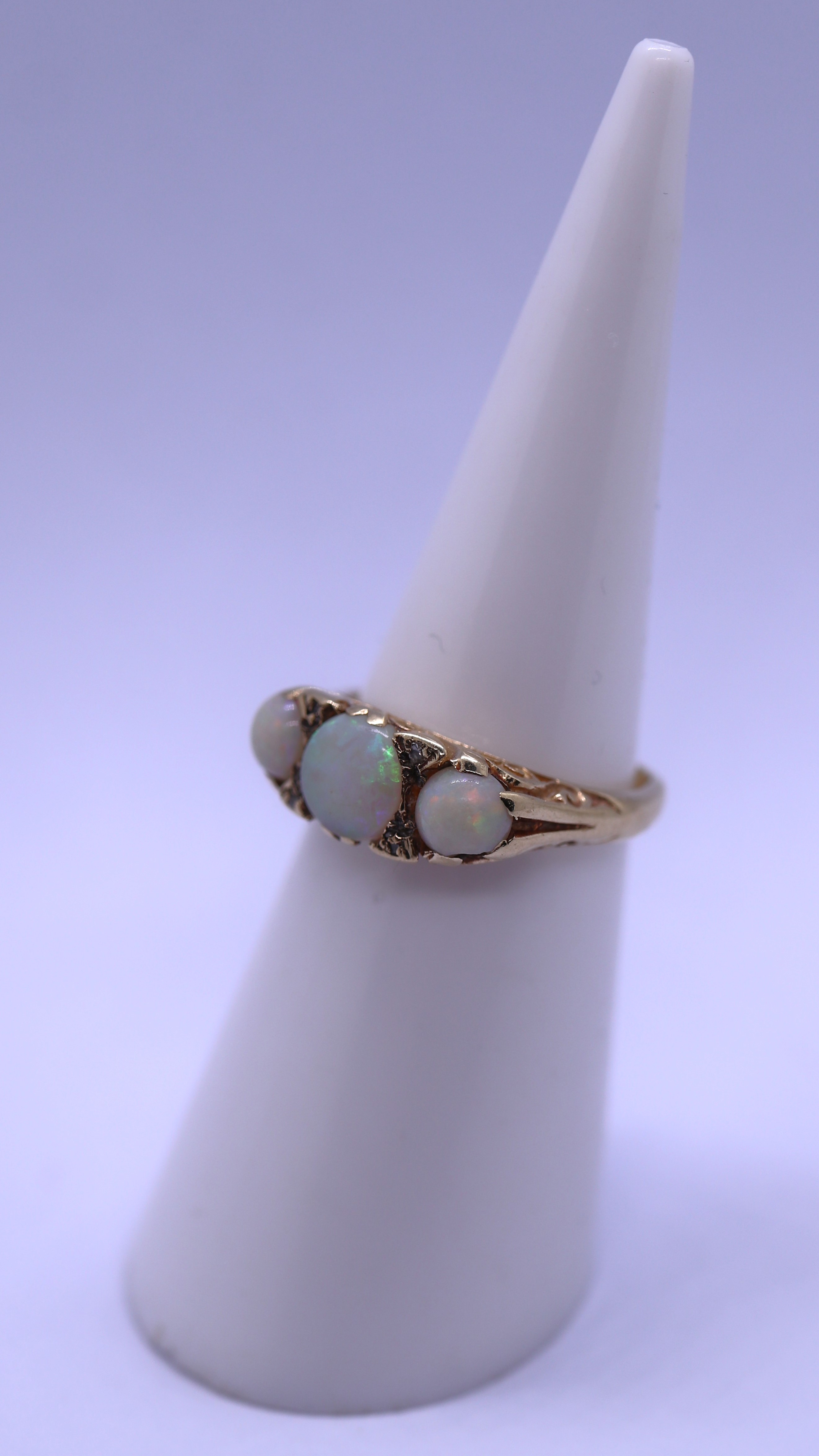 9ct gold opal & diamond set ring - Size I - Image 2 of 3