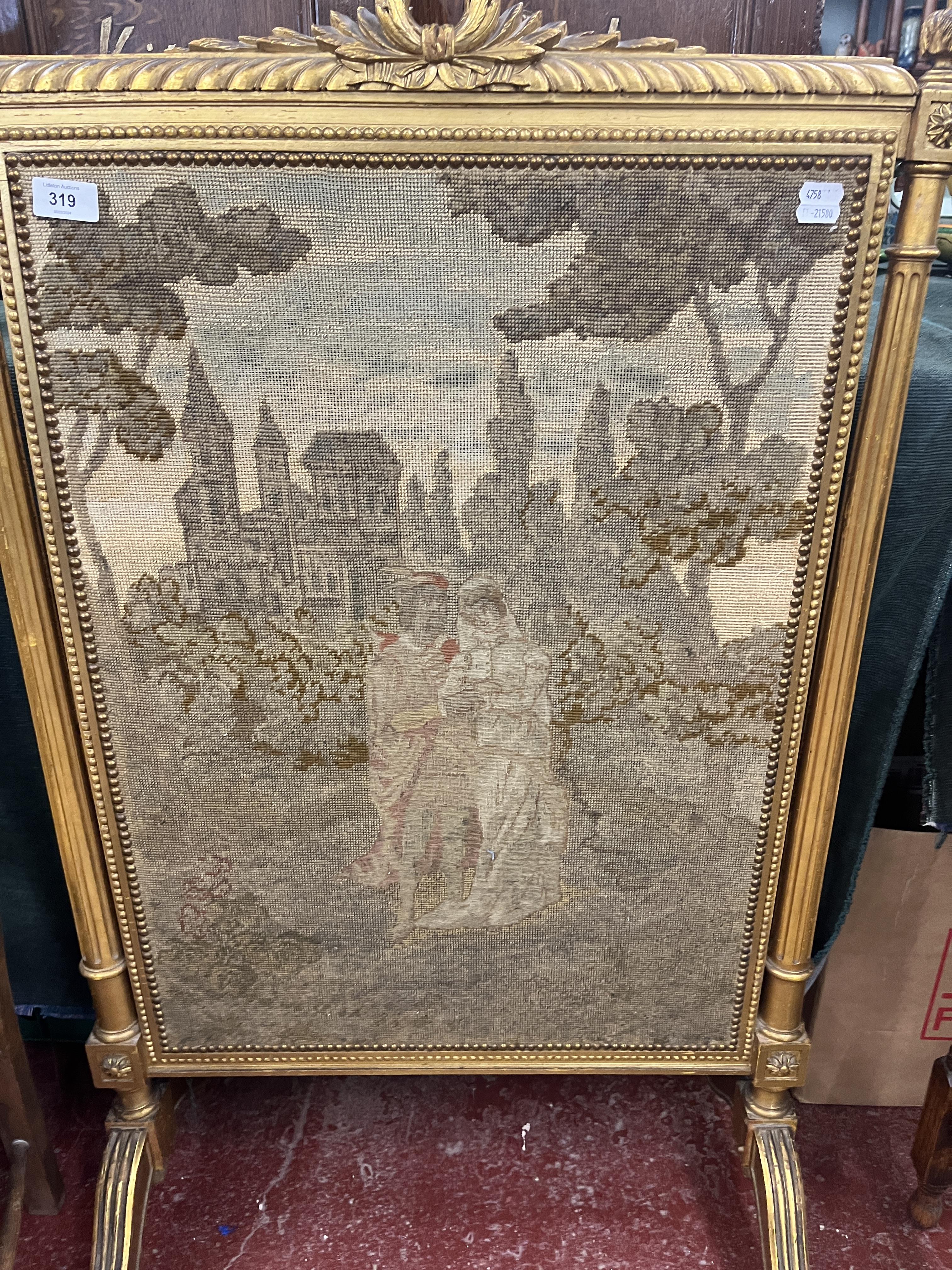 Gilt tapestry fire screen - Image 2 of 3