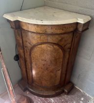 Marble topped inlaid burr walnut corner cupboard