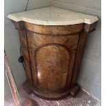 Marble topped inlaid burr walnut corner cupboard