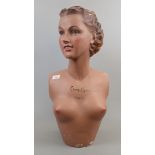 1930s French mannequin head and torso marked Champs Elysees, Paris - Approx height: 64cm