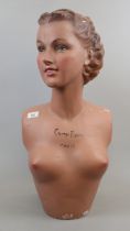 1930s French mannequin head and torso marked Champs Elysees, Paris - Approx height: 64cm