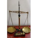 Victorian Bartlett and Sons scales with cased weights from Mappin & Webb store, 12-13 Poultry,