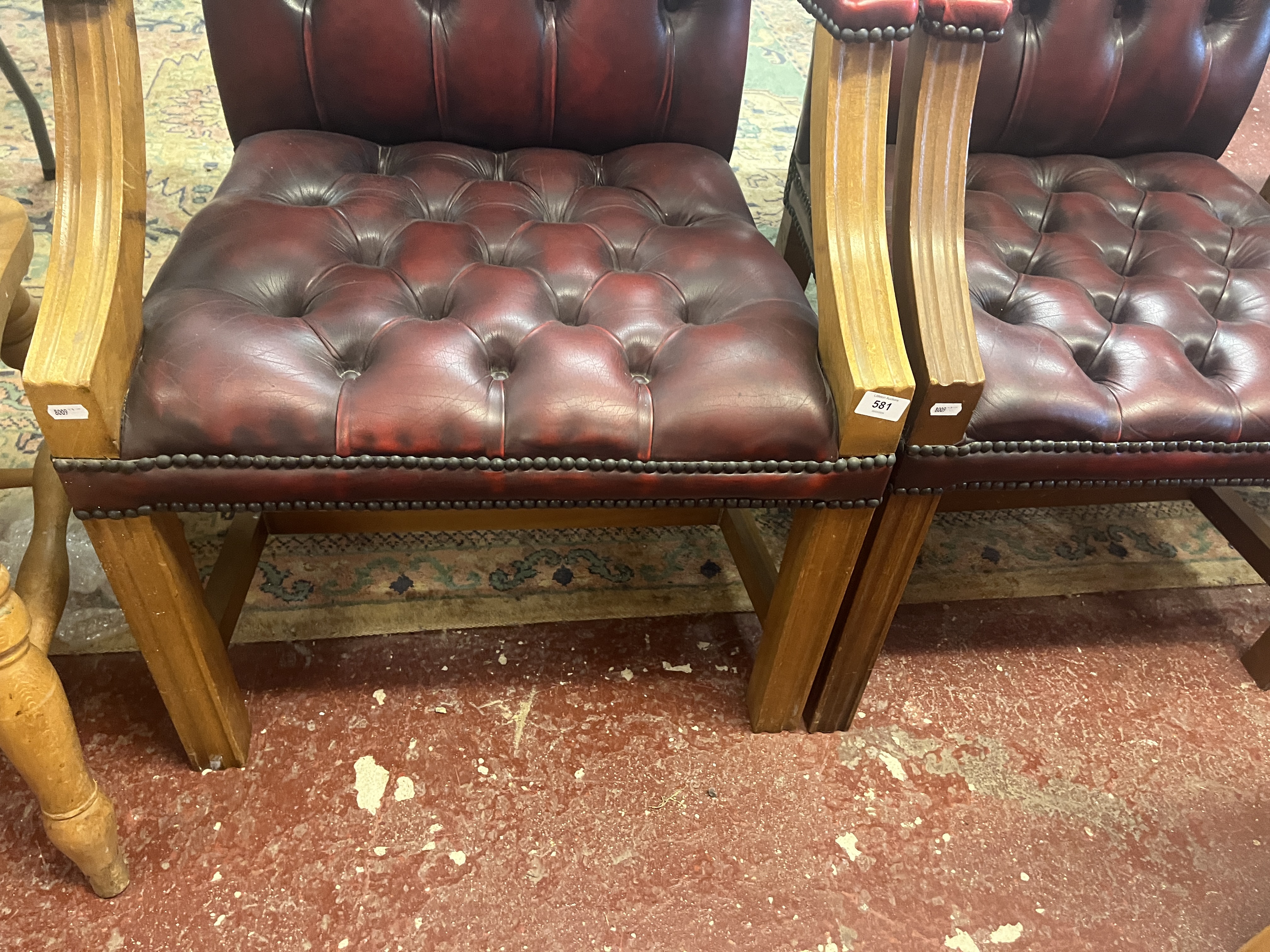 Pair of ox blood leather armchairs - Image 3 of 3