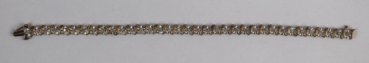 9ct gold diamond set tennis bracelet