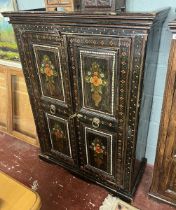 Painted Indian cabinet - Approx size: W: 92cm D: 39cm H: 127cm