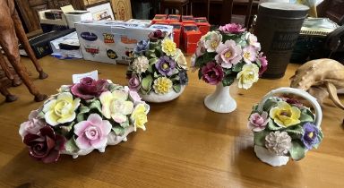 Collection of Aynsley ceramic flowers