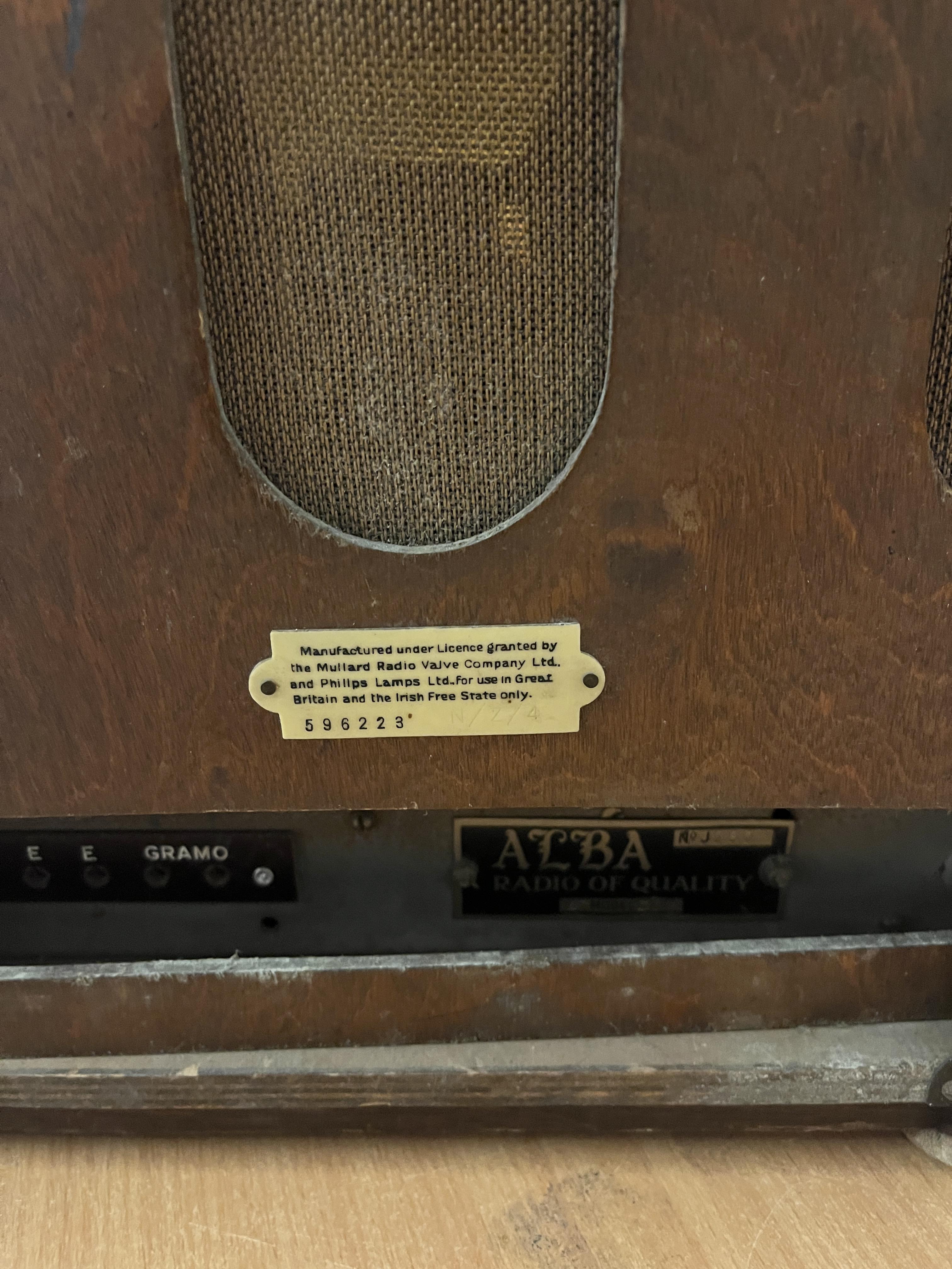 Vintage Alba valve radio - Image 4 of 4
