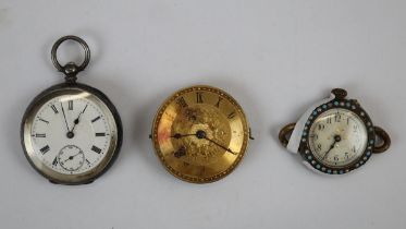 Hallmarked silver pocket watch together with 2 watch faces