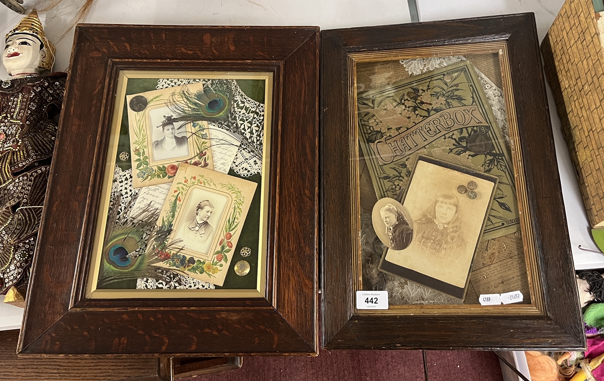 Framed Victorian memorabilia