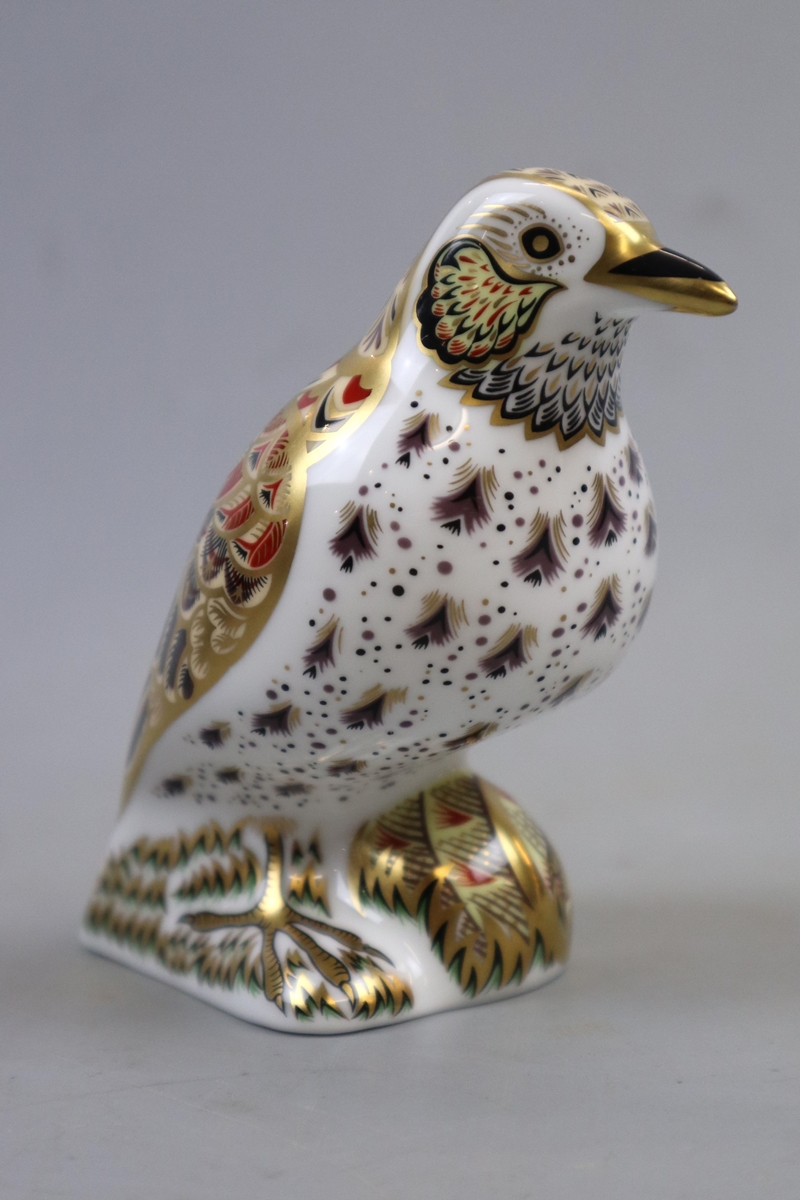 Royal Crown Derby Song Thrush with gold stopper