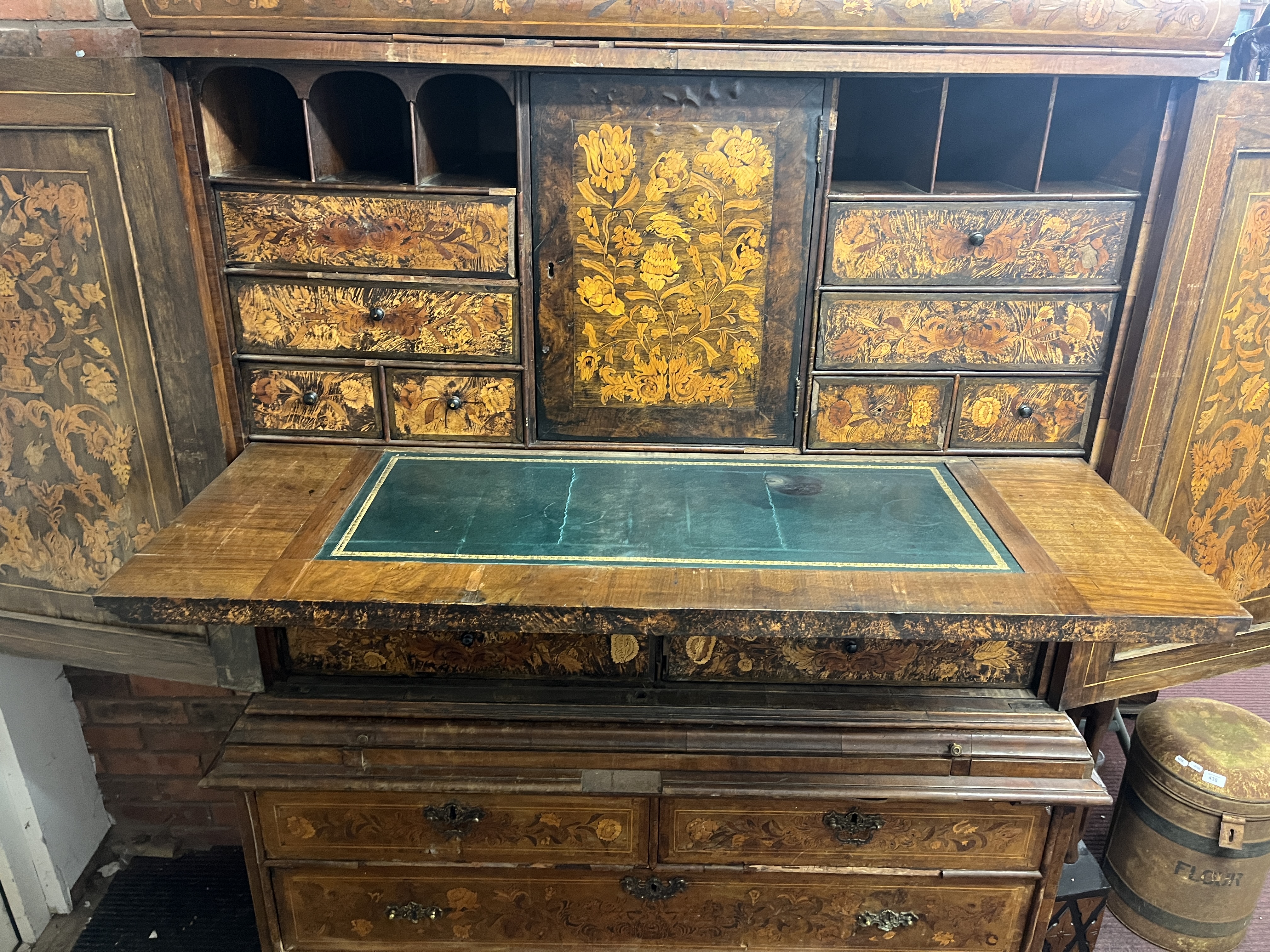 Early Dutch marquetry cabinet A/F - Approx size: W: 132cm D: 59cm H: 192cm - Image 8 of 25