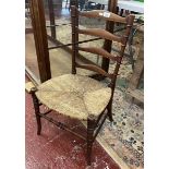 Rush seated ladder-back bedroom chair
