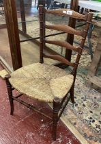 Rush seated ladder-back bedroom chair