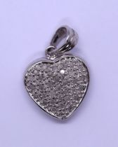 9ct white gold diamond set heart pendant