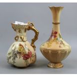 2 pieces of Royal Worcester Blush Ivory - Vase and Jug