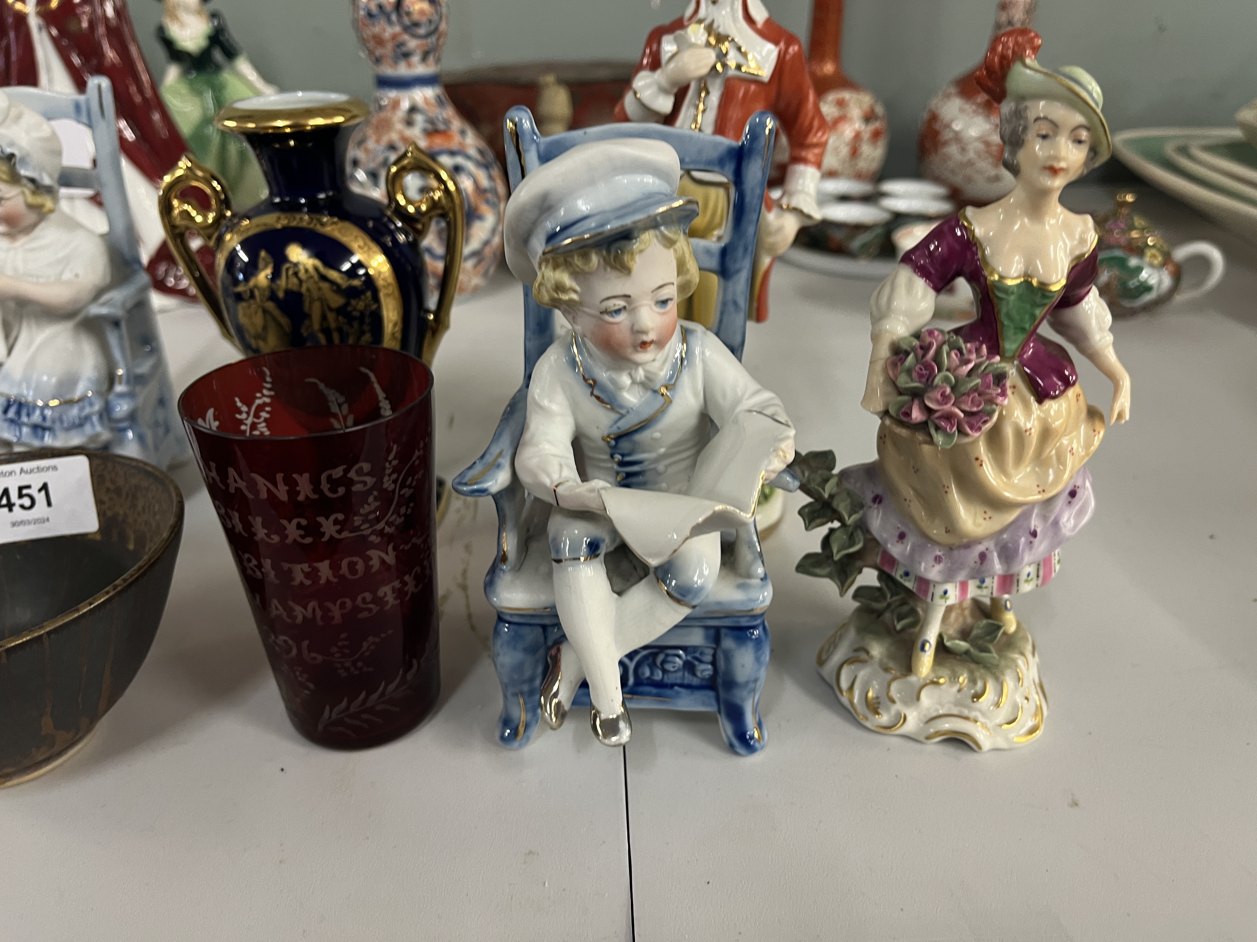 Collection of Continental ceramic figurines to include Dresden - Image 2 of 5