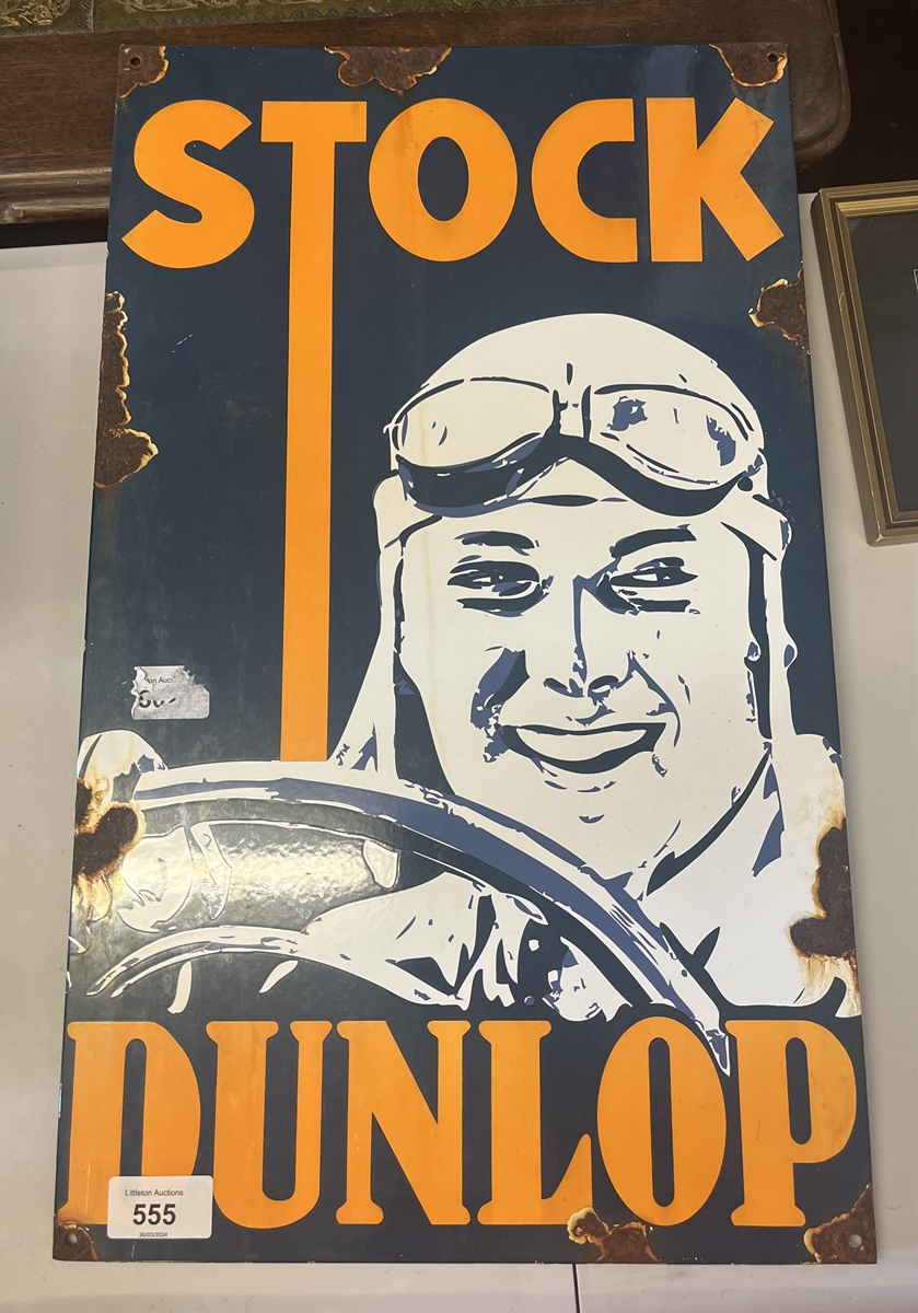 Enamel sign - Stock Dunlop - depicts Bernd Rosemeyer 1909-1938 ex racing driver - Approx 30cm x 50cm