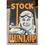 Enamel sign - Stock Dunlop - depicts Bernd Rosemeyer 1909-1938 ex racing driver - Approx 30cm x 50cm