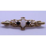 9ct gold opal & sapphire set brooch