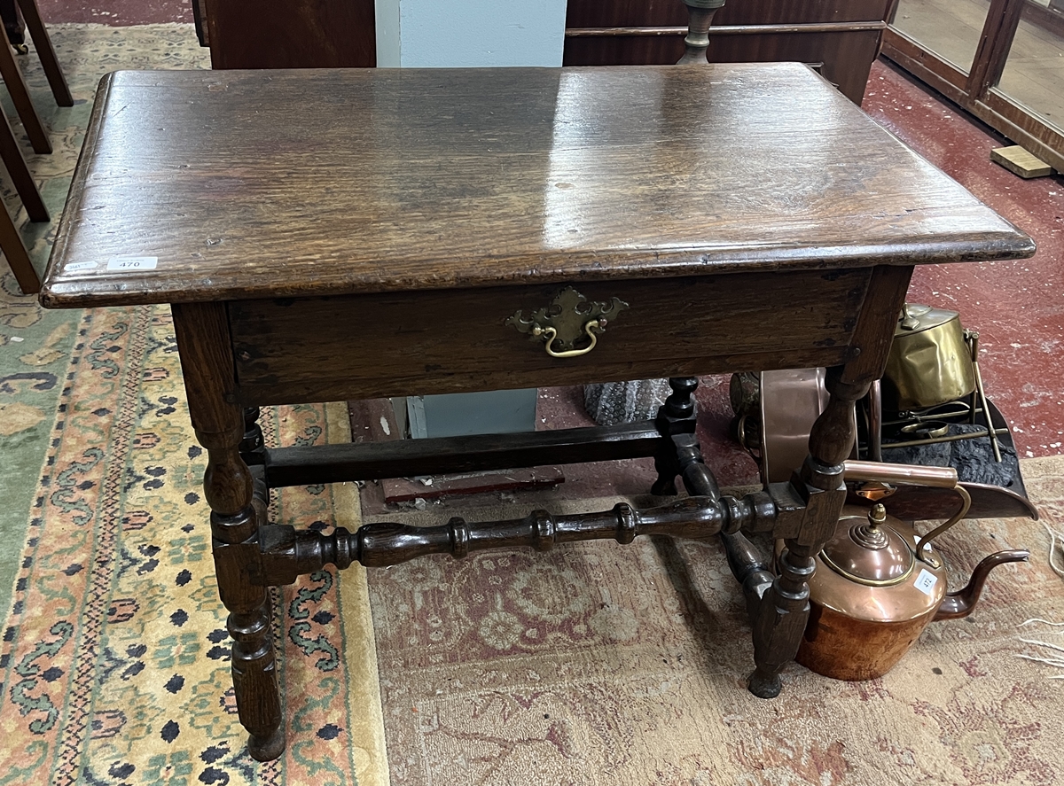 Antique oak side table - Approx size: W: 91cm D: 53cm H: 69cm