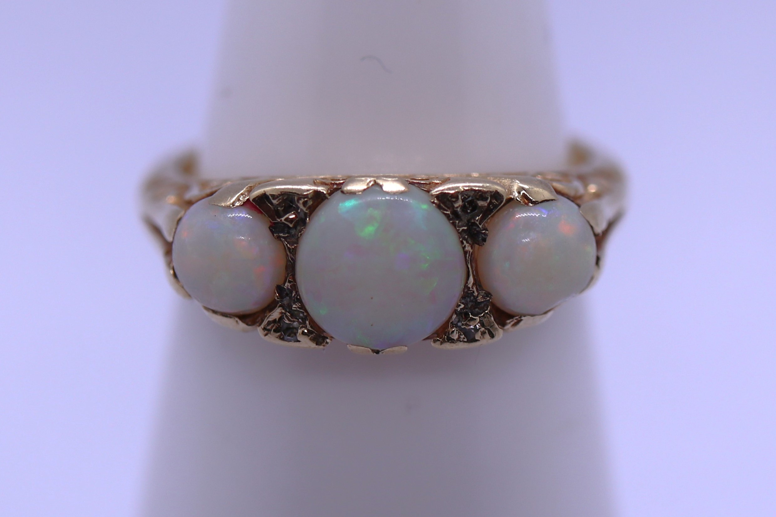 9ct gold opal & diamond set ring - Size I - Image 3 of 3