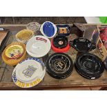 Collection of ashtrays to include Bakelite cigarette box