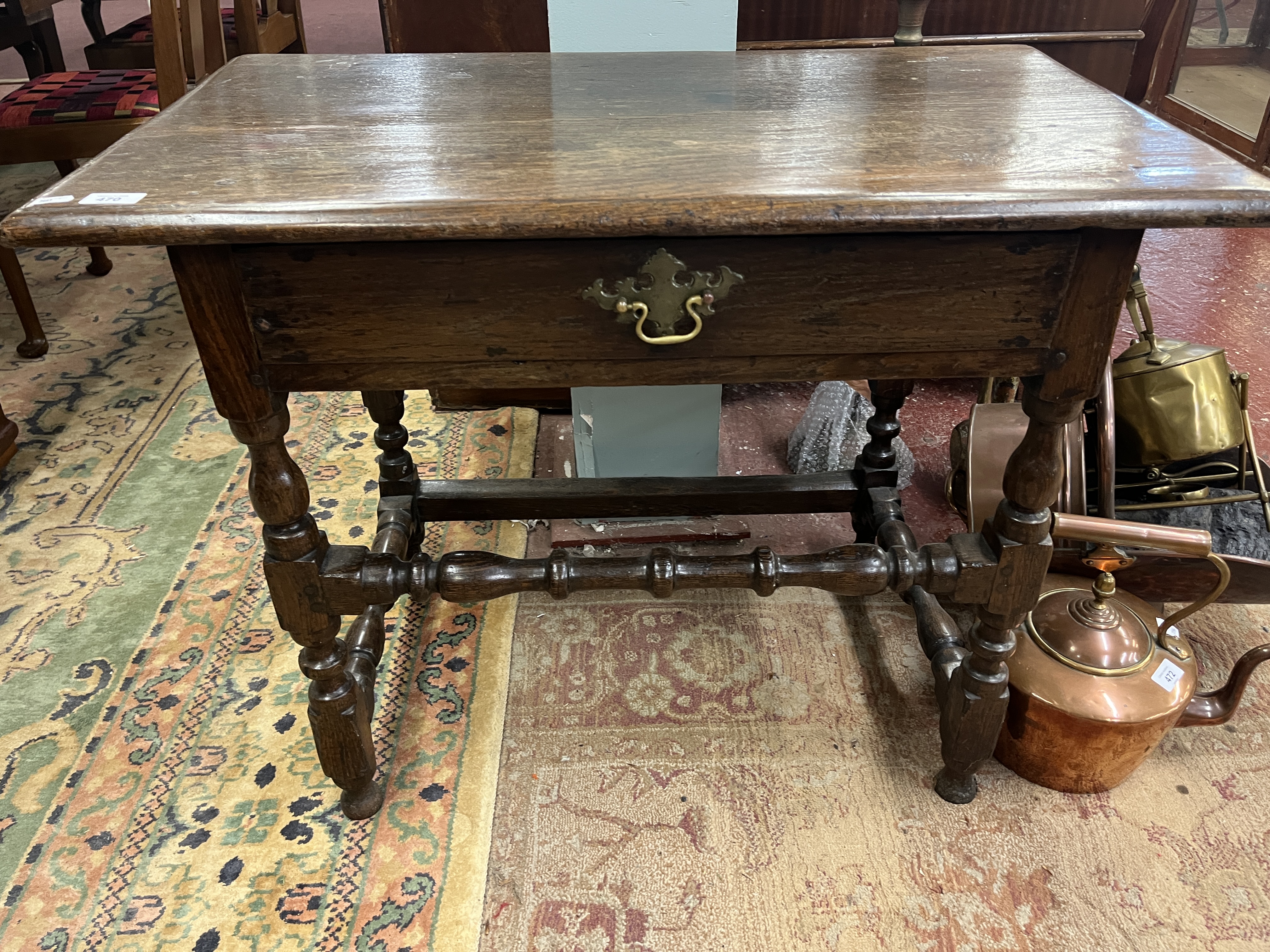 Antique oak side table - Approx size: W: 91cm D: 53cm H: 69cm - Bild 3 aus 5