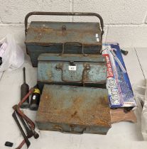 Collection of tool boxes together with a self priming oil pump & grease guns