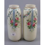 Pair of Burslem hand painted vases - Approx height: 30cm