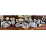 Quantity of antique blue and white china