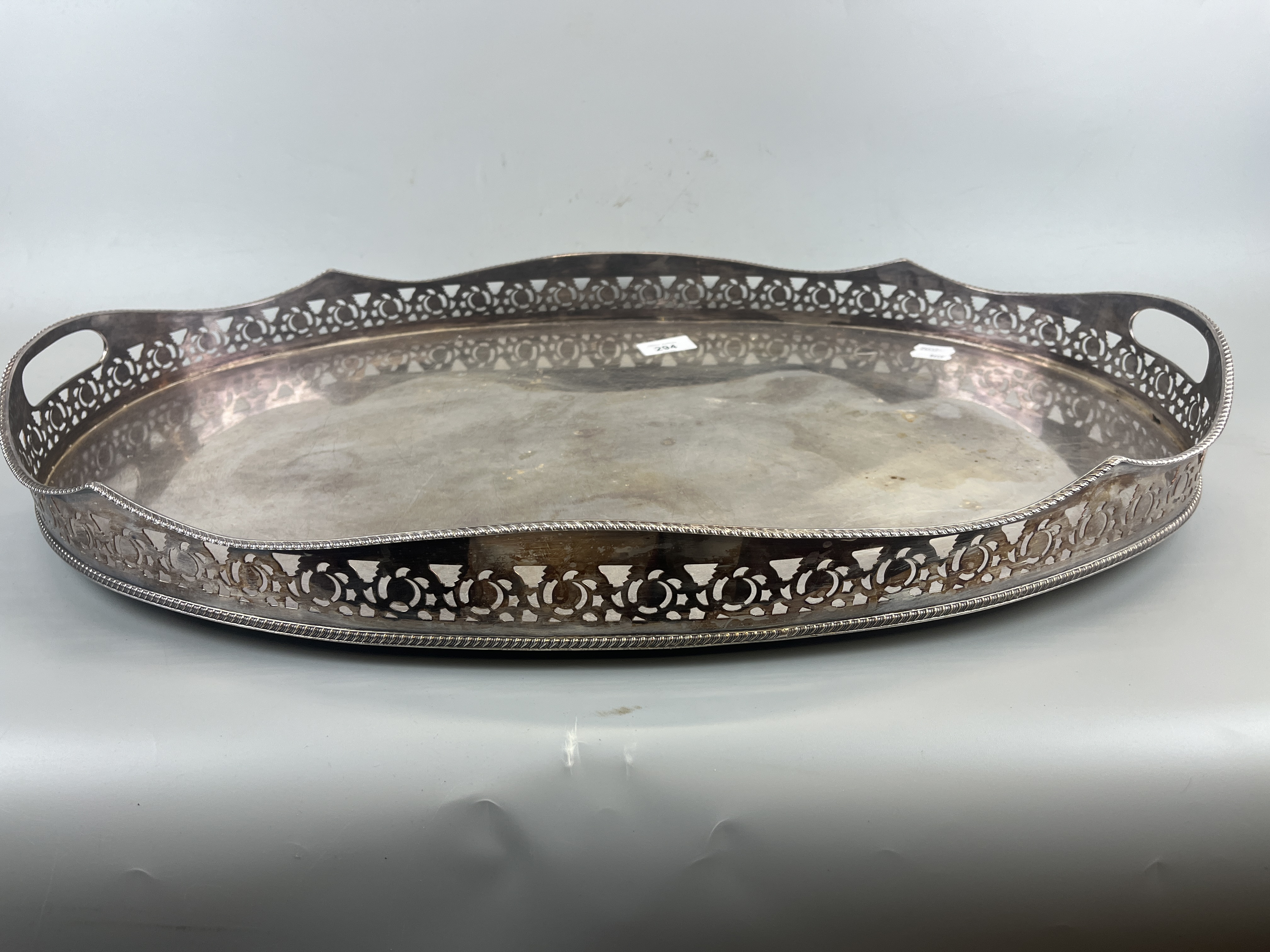 Large silver plate serving tray - Image 3 of 3