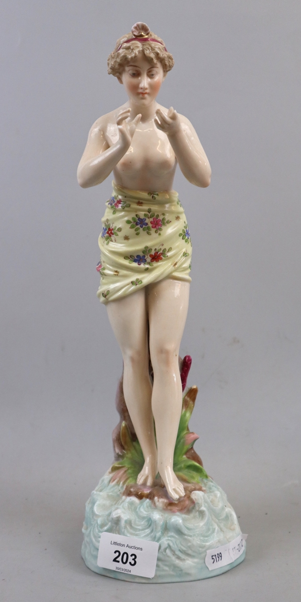 Antique porcelain figure of a maiden A/F - Approx height: 34cm