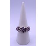 Silver amethyst set ring - Size M