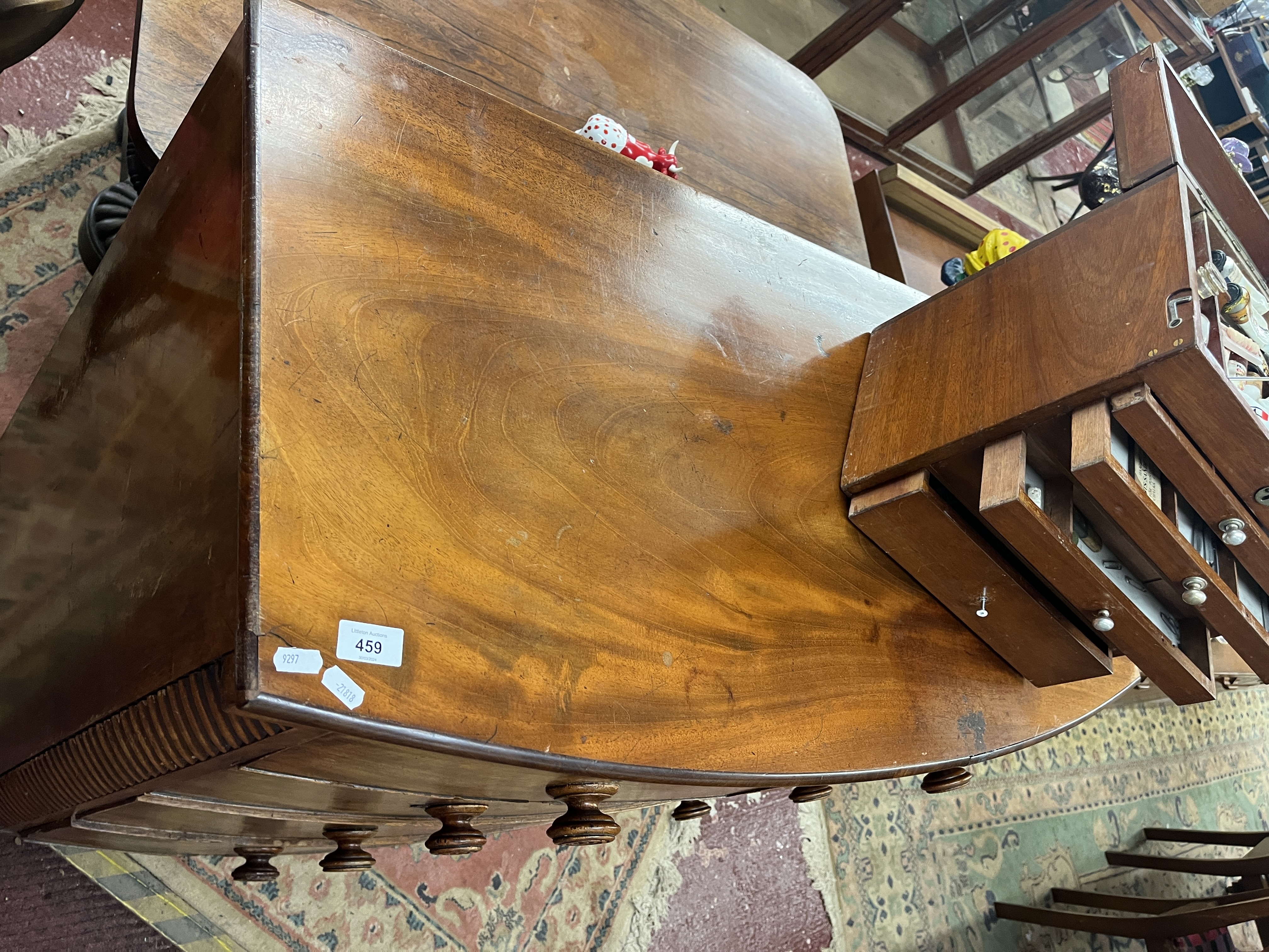 Victorian mahogany 2 over 3 bow front chest of drawers - Approx size: W: 108cm D: 54cm H: 106cm - Image 2 of 5