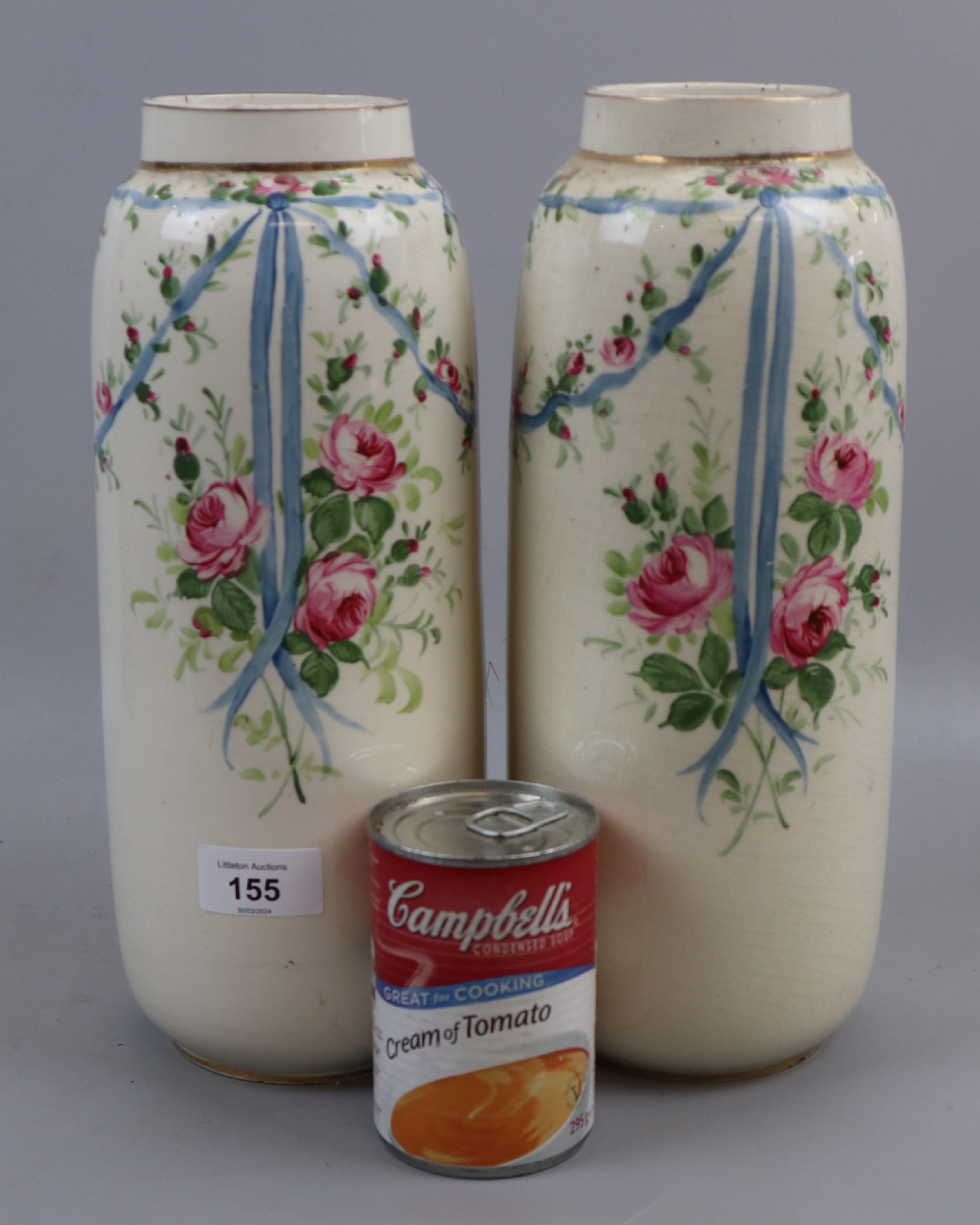 Pair of Burslem hand painted vases - Approx height: 30cm - Image 2 of 3